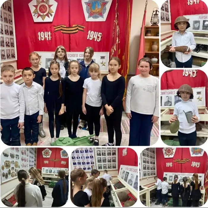 Учащиеся объединений "Карамельки" и "Клуб-Ок" посетили музей Дома детского творчества и ознакомились с экспозициями, посвящёнными Великой Отечественной войне (ВОв). Это отличный способ воспитывать патриотизм и уважение к истории среди молодых людей. Педагоги Данилова Е. В. и Нестеренко Г. Н. делают важную работу, помогая детям осознать значимость этих событий.